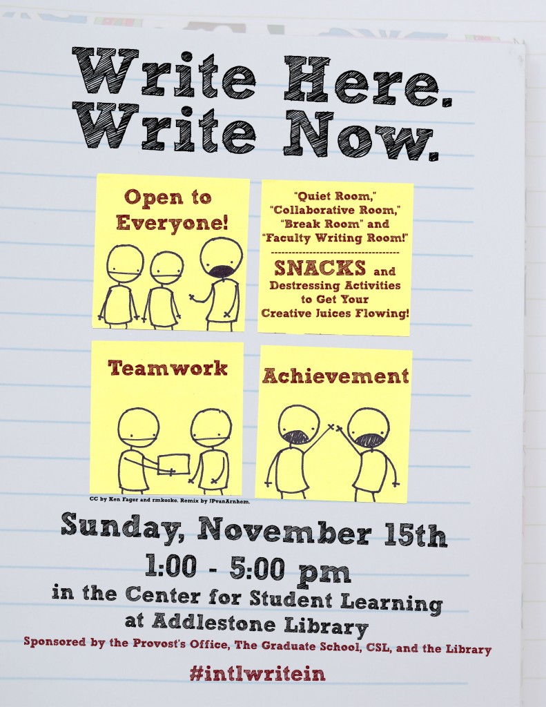 Writein_flyer.jpg-791x1024 Write Here. Write Now. Sunday, November 15th from 1-5pm in the CSL