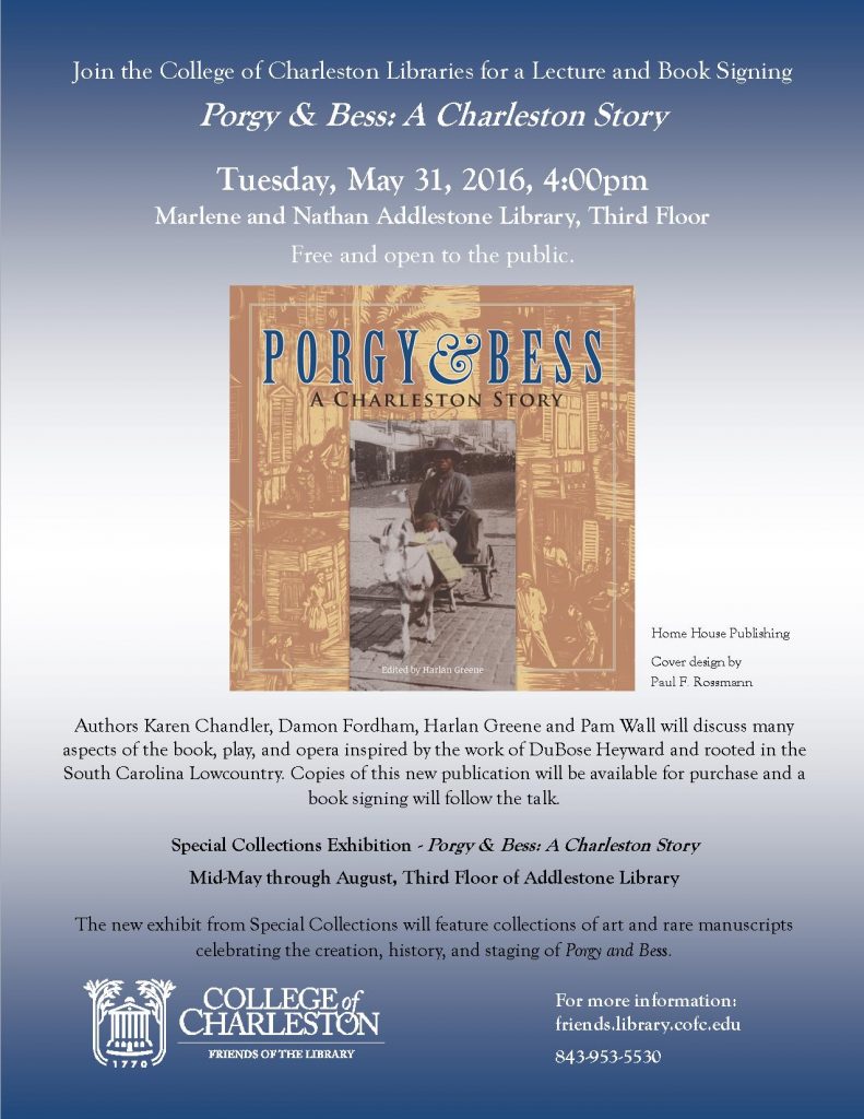 Porgy-FOL-Talk-Flyer_Final-791x1024 Porgy and Bess: A Charleston Story, Lecture and Book Signing