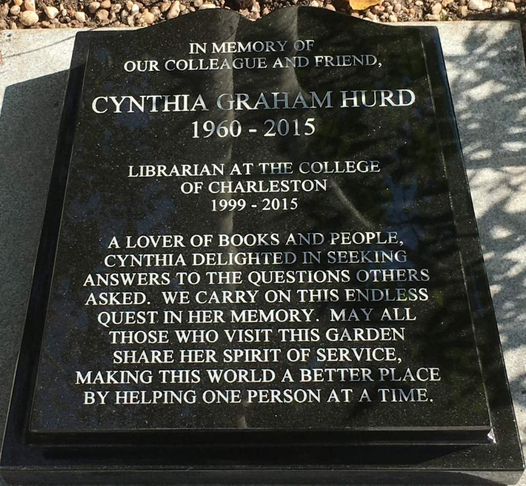 In memory of our colleague and friend, Cynthia Graham Hurd
